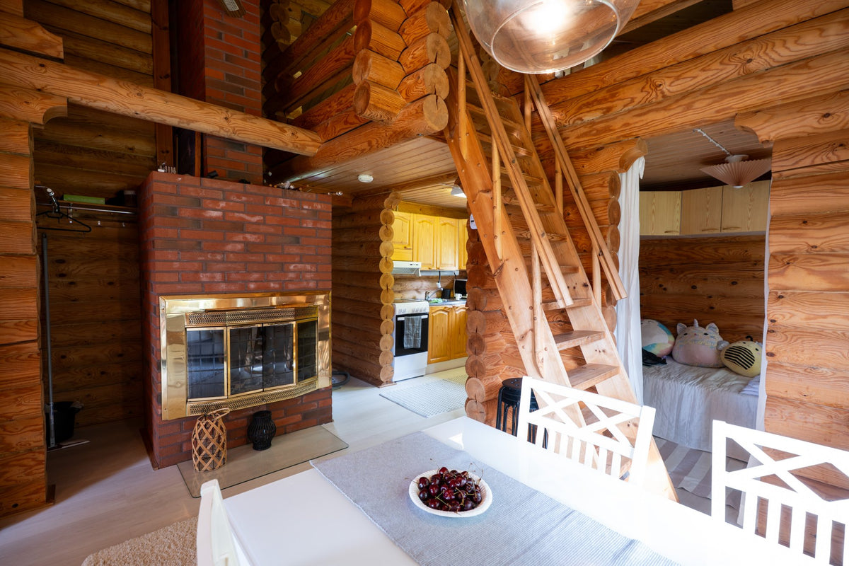 Cozy living room inside Villa Hiisi holiday rental in Lapland